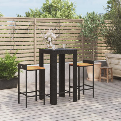 5-Tlg. Gartenbar-Set Poly Rattan & Massivholz Akazie