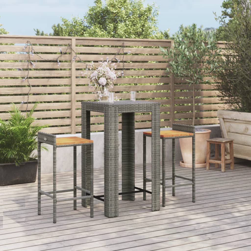 5-Tlg. Gartenbar-Set Poly Rattan & Massivholz Akazie
