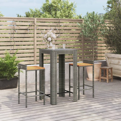 5-Tlg. Gartenbar-Set Poly Rattan & Massivholz Akazie
