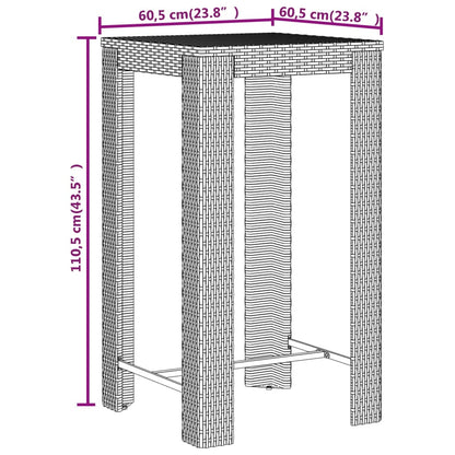 3-Tlg. Gartenbar-Set Poly Rattan & Massivholz Akazie