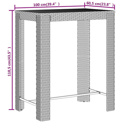 5-Tlg. Gartenbar-Set Poly Rattan & Massivholz Akazie