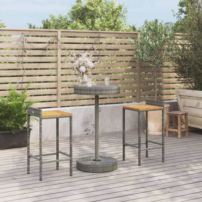 3-Tlg. Gartenbar-Set Poly Rattan & Massivholz Akazie