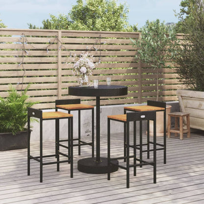 5-Tlg. Gartenbar-Set Poly Rattan & Massivholz Akazie