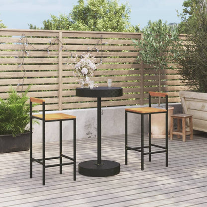 3-Tlg. Gartenbar-Set Poly Rattan & Massivholz Akazie