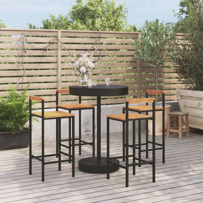 5-Tlg. Gartenbar-Set Poly Rattan & Massivholz Akazie