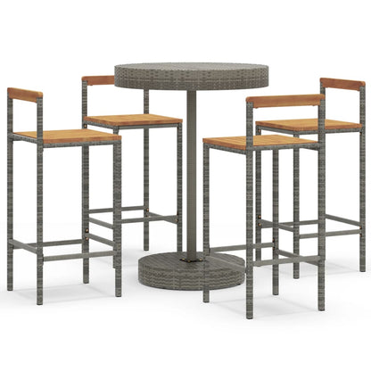 5-Tlg. Gartenbar-Set Poly Rattan & Massivholz Akazie