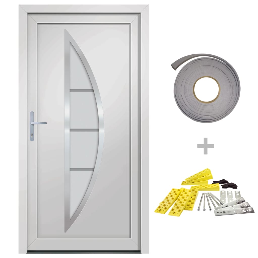 Haustür Weiß 108X208 Cm Pvc Weiß Außen / Weiß Innen