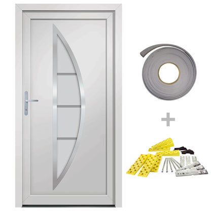 Haustür Weiß 108X208 Cm Pvc Weiß Außen / Weiß Innen