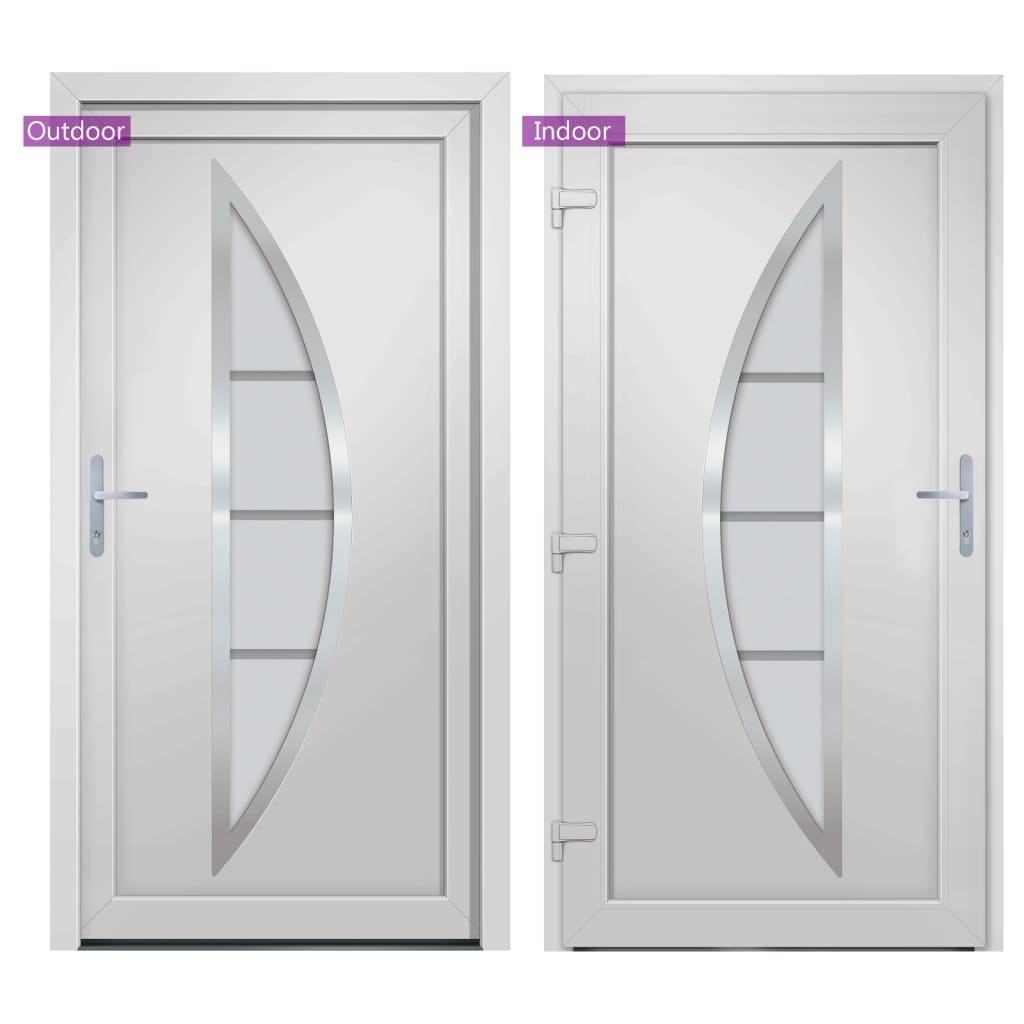 Haustür Weiß 108X208 Cm Pvc Weiß Außen / Weiß Innen