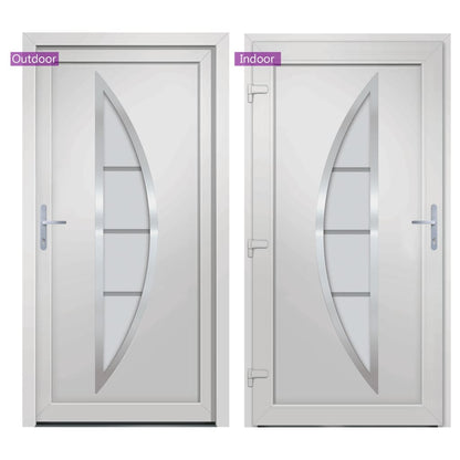 Haustür Weiß 108X208 Cm Pvc Weiß Außen / Weiß Innen