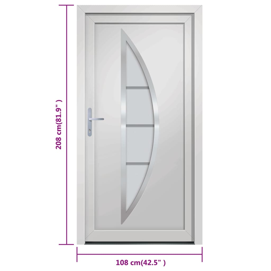 Haustür Weiß 108X208 Cm Pvc Weiß Außen / Weiß Innen