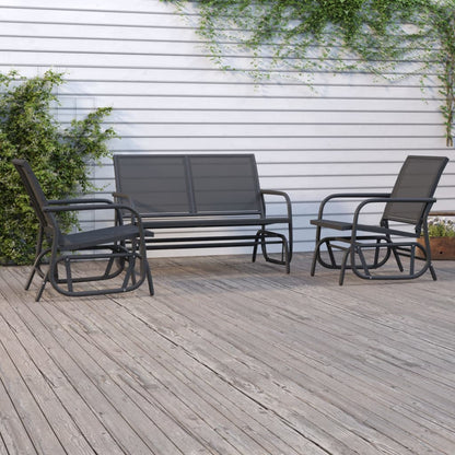 3-Tlg. Garten-Lounge-Set Schaukel Textilene Und Stahl