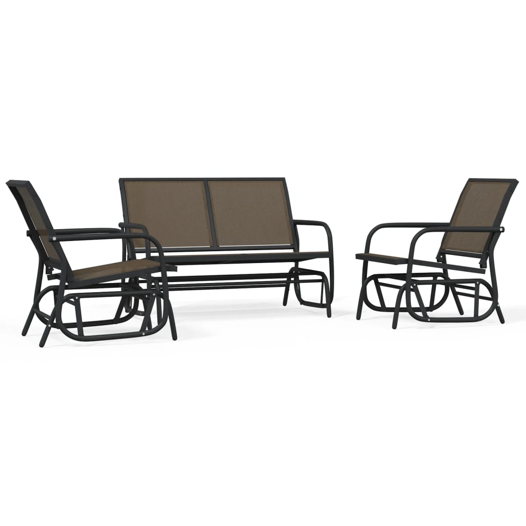 3-Tlg. Garten-Lounge-Set Schaukel Textilene Und Stahl