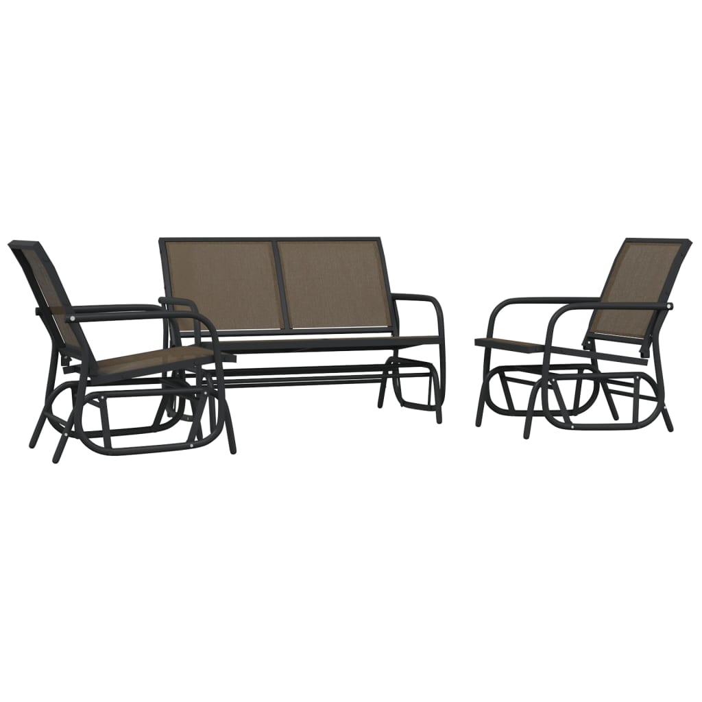 3-Tlg. Garten-Lounge-Set Schaukel Textilene Und Stahl