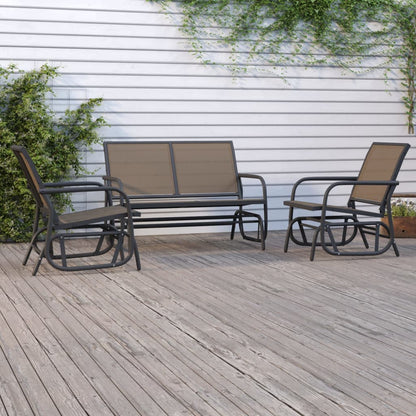 3-Tlg. Garten-Lounge-Set Schaukel Textilene Und Stahl