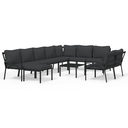 11-Tlg. Garten-Lounge-Set Mit En Kissen Stahl