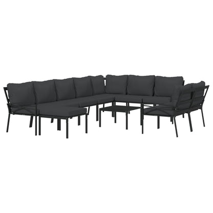 11-Tlg. Garten-Lounge-Set Mit En Kissen Stahl