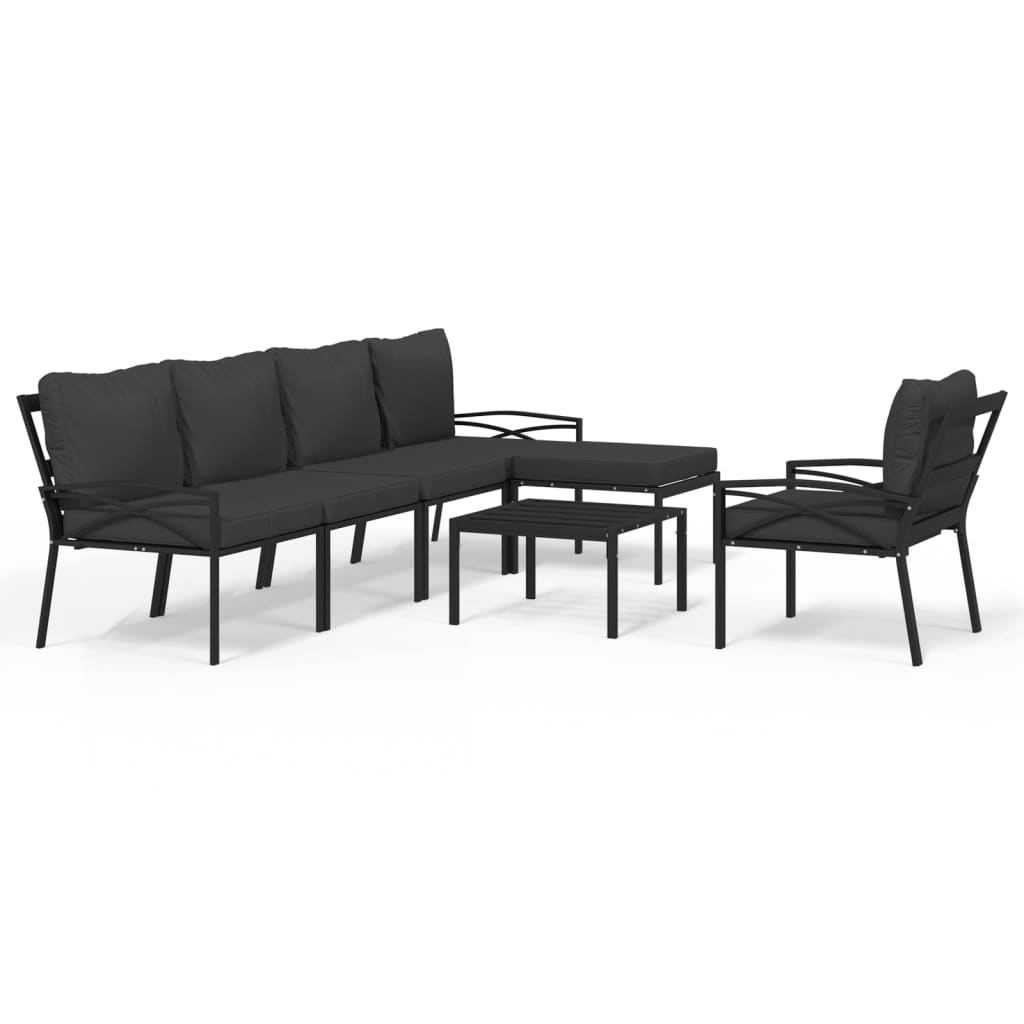 7-Tlg. Garten-Lounge-Set Mit En Kissen Stahl