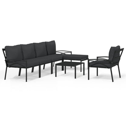 7-Tlg. Garten-Lounge-Set Mit En Kissen Stahl