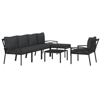7-Tlg. Garten-Lounge-Set Mit En Kissen Stahl
