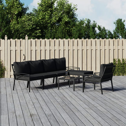 7-Tlg. Garten-Lounge-Set Mit En Kissen Stahl