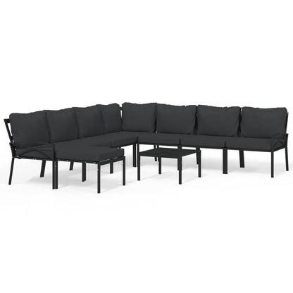 9-Tlg. Garten-Lounge-Set Mit En Kissen Stahl