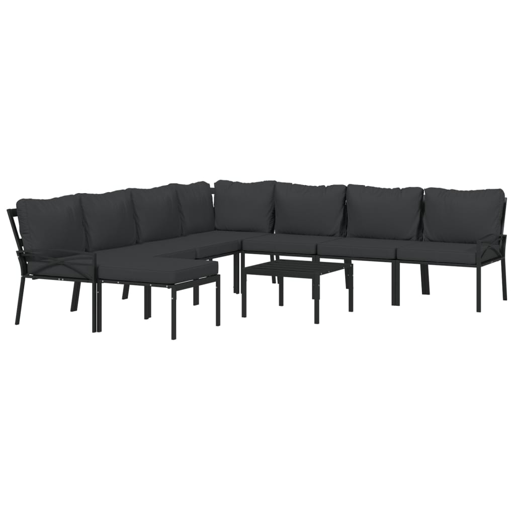 9-Tlg. Garten-Lounge-Set Mit En Kissen Stahl