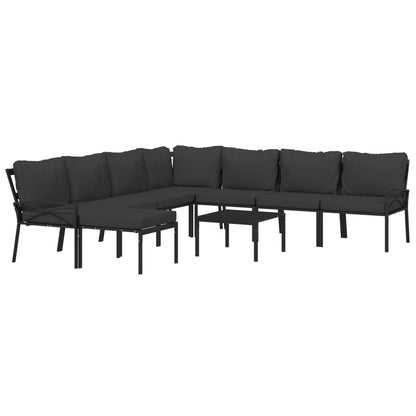 9-Tlg. Garten-Lounge-Set Mit En Kissen Stahl