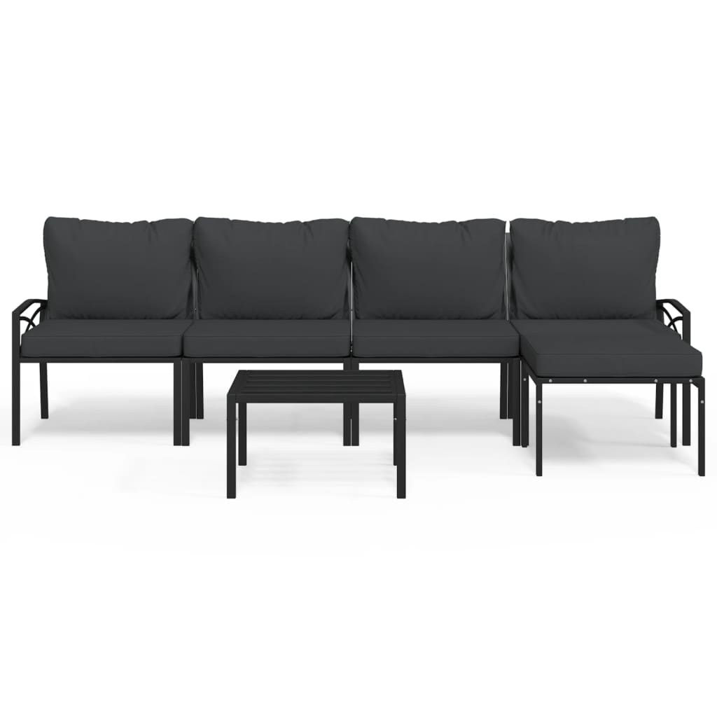 6-Tlg. Garten-Lounge-Set Mit En Kissen Stahl