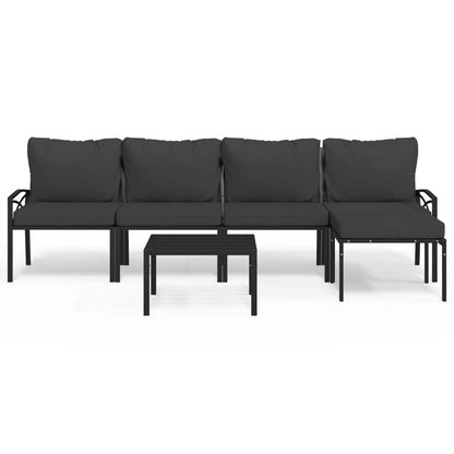 6-Tlg. Garten-Lounge-Set Mit En Kissen Stahl
