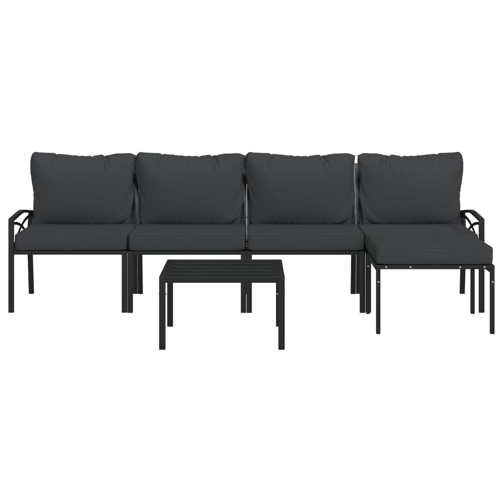 6-Tlg. Garten-Lounge-Set Mit En Kissen Stahl