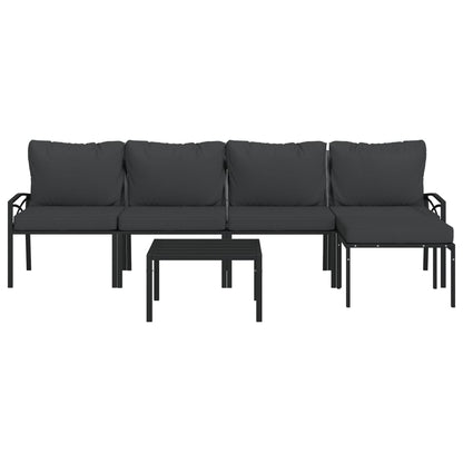 6-Tlg. Garten-Lounge-Set Mit En Kissen Stahl