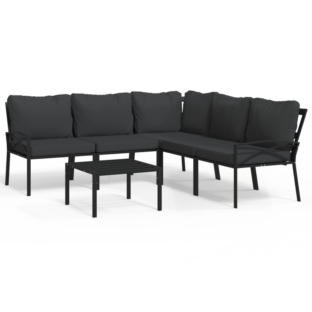 6-Tlg. Garten-Lounge-Set Mit En Kissen Stahl