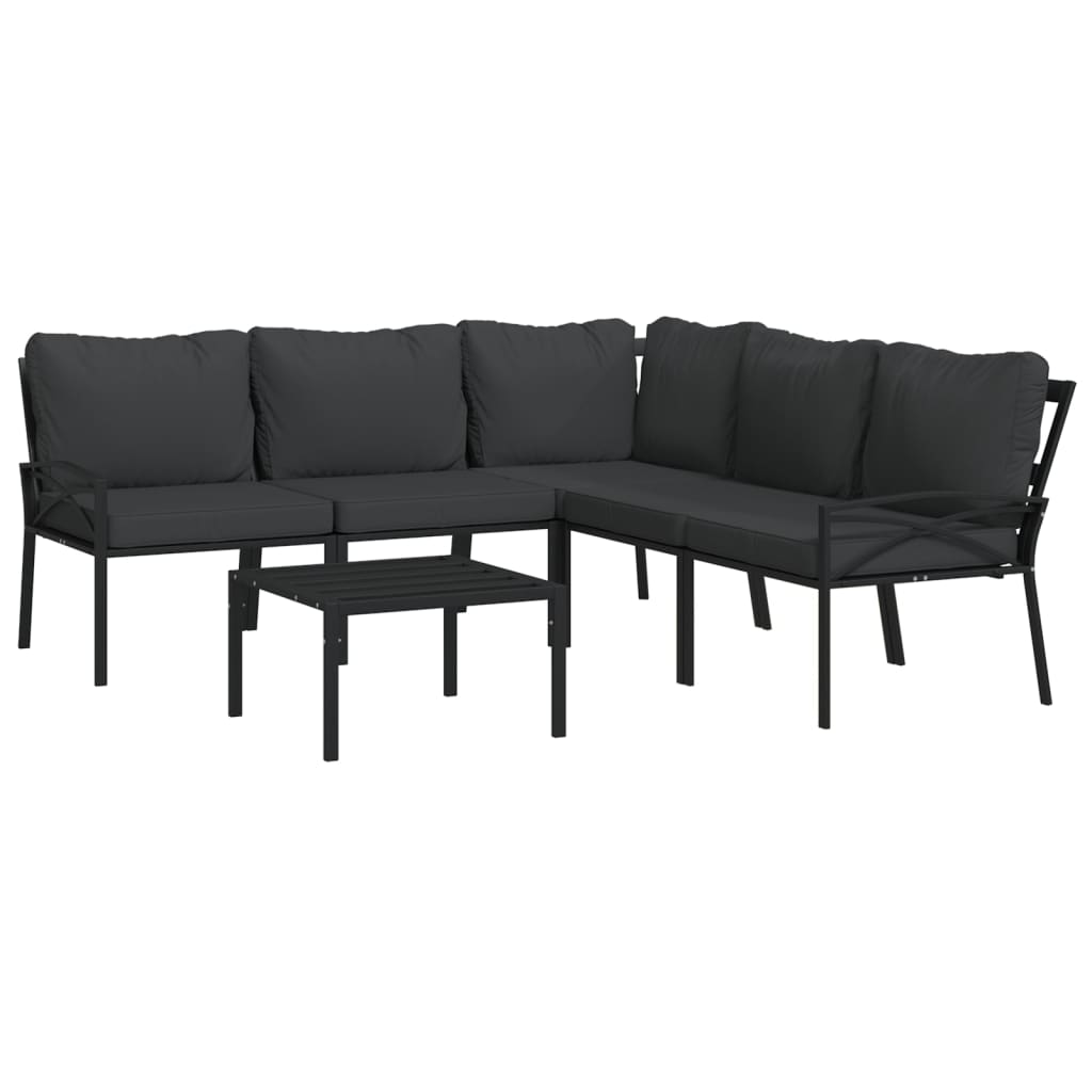6-Tlg. Garten-Lounge-Set Mit En Kissen Stahl