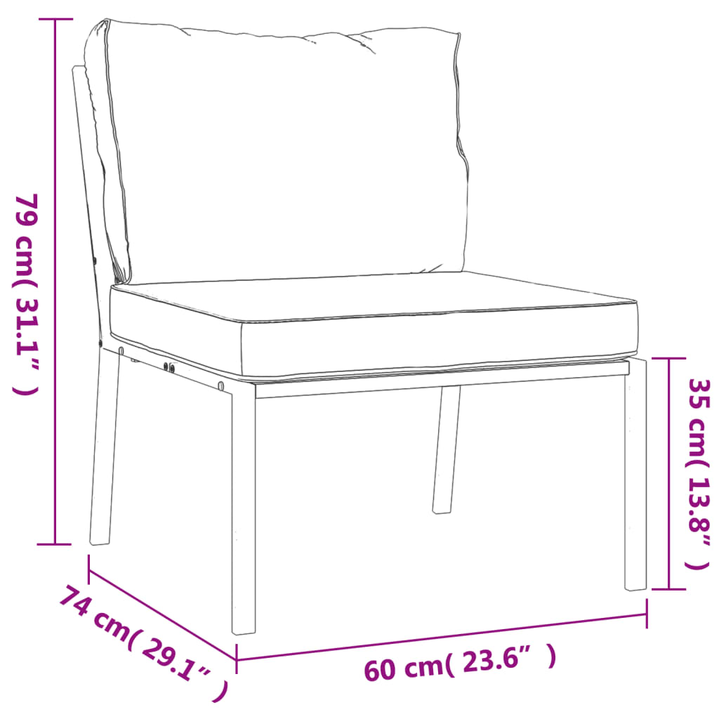6-Tlg. Garten-Lounge-Set Mit En Kissen Stahl