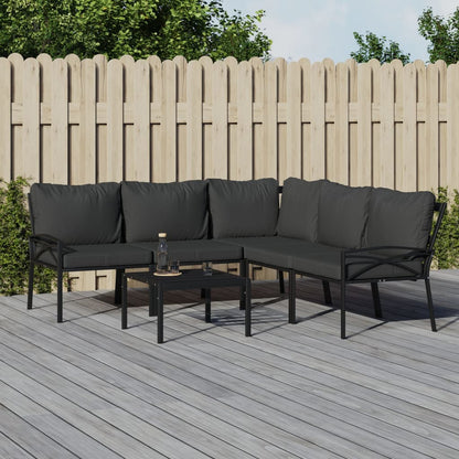 6-Tlg. Garten-Lounge-Set Mit En Kissen Stahl