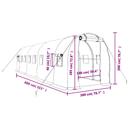 Gewächshaus Mit Stahlrahmen 16 M² 8X2X2 M