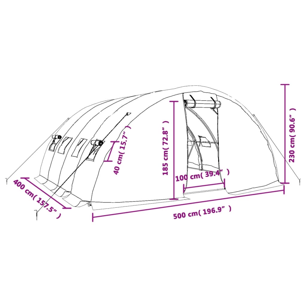 Gewächshaus Mit Stahlrahmen 20 M² 5X4X2,3 M