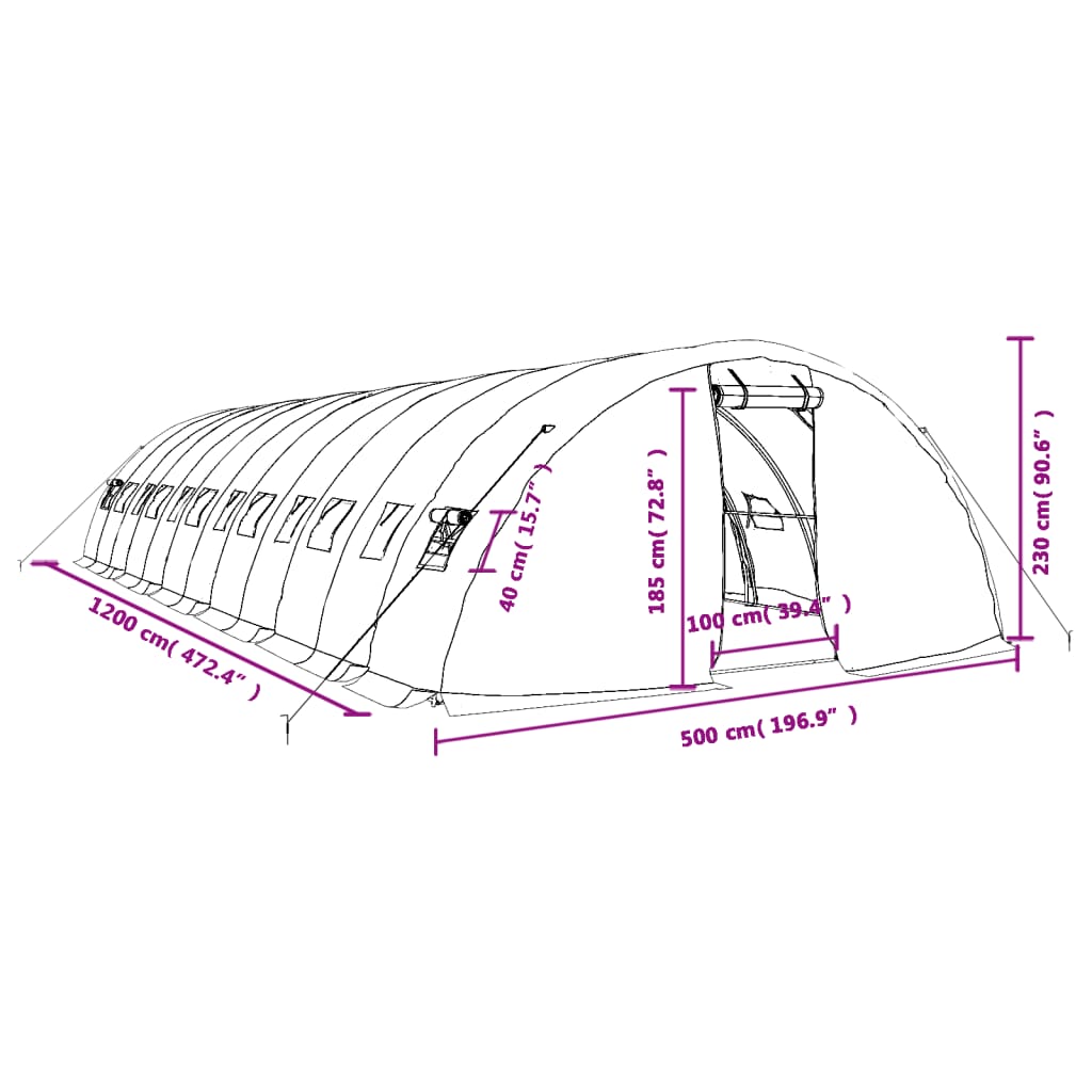 Gewächshaus Mit Stahlrahmen 60 M² 12X5X2,3 M