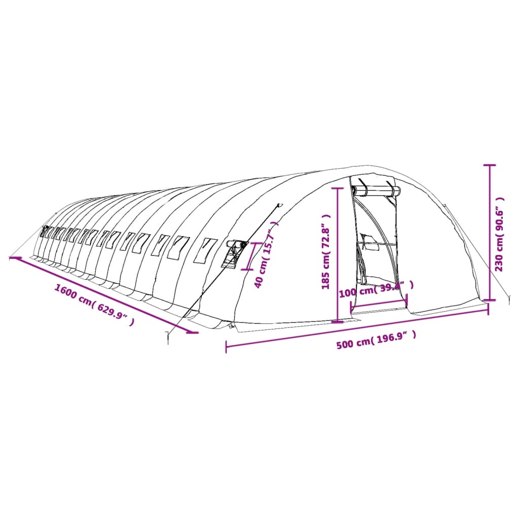 Gewächshaus Mit Stahlrahmen 80 M² 16X5X2,3 M