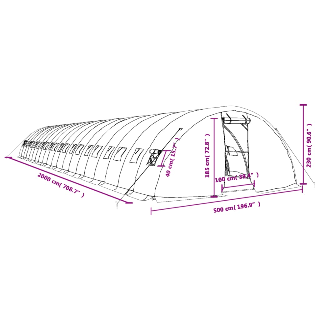 Gewächshaus Mit Stahlrahmen 100 M² 20X5X2,3 M