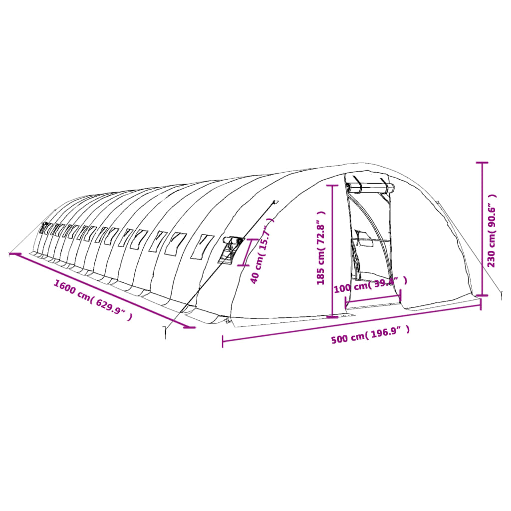 Gewächshaus Mit Stahlrahmen 80 M² 16X5X2,3 M