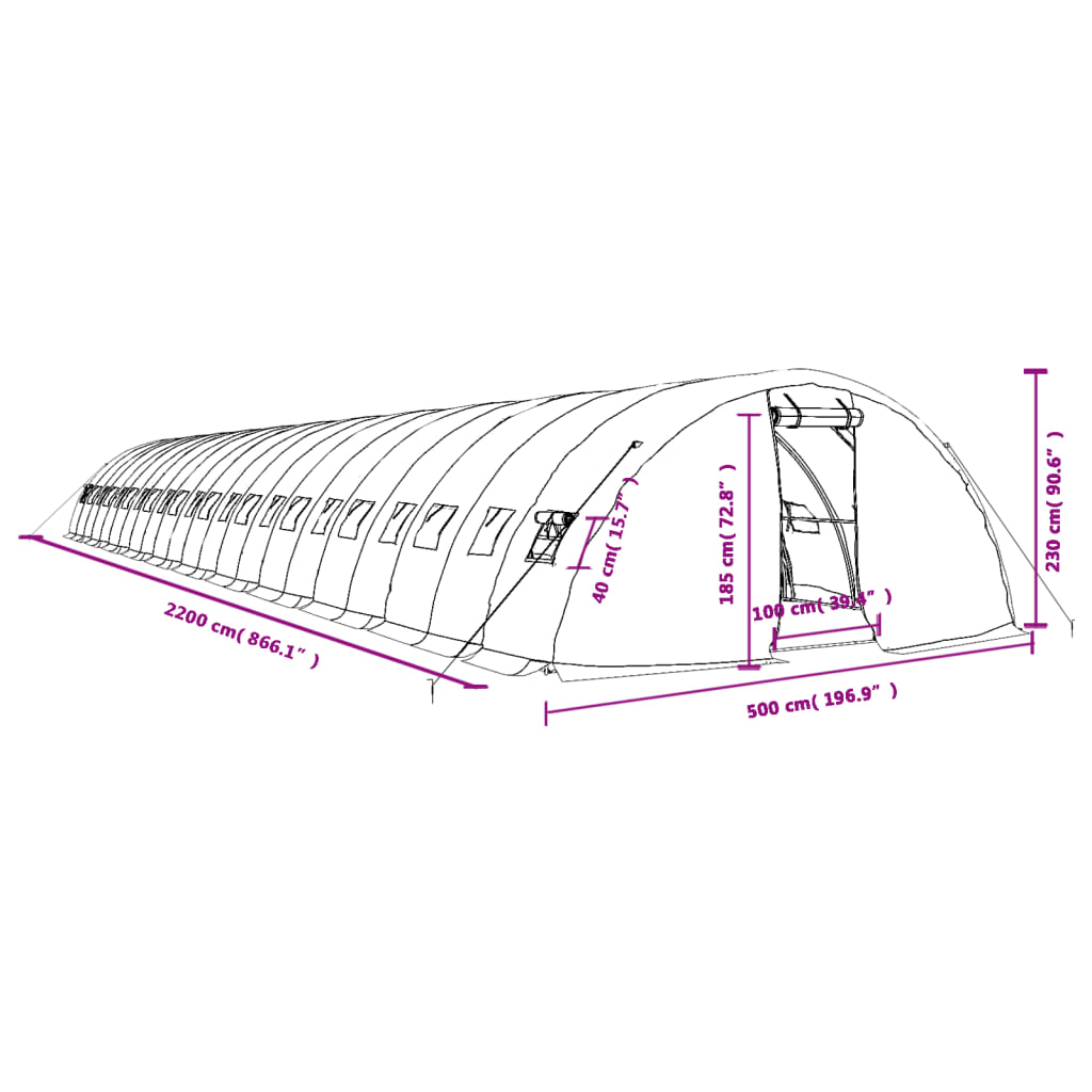 Gewächshaus Mit Stahlrahmen 110 M² 22X5X2,3 M