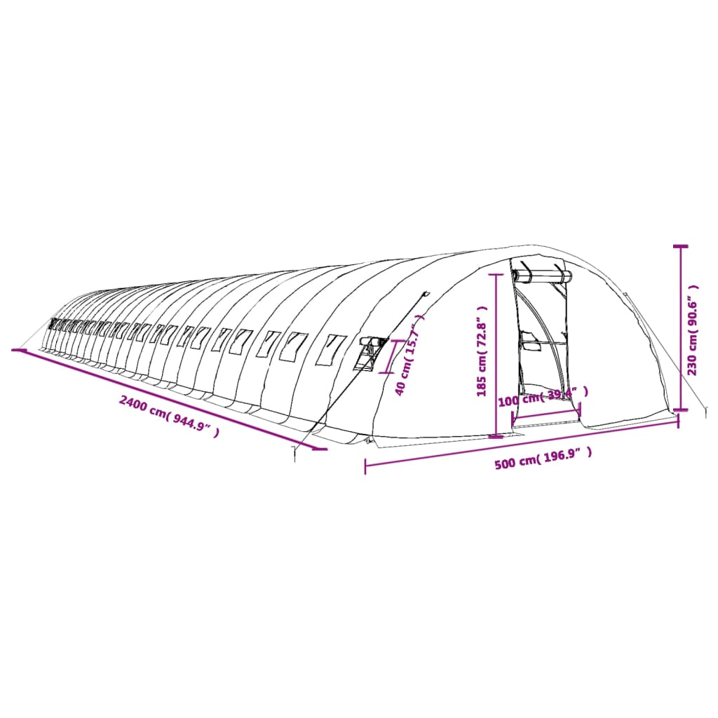 Gewächshaus Mit Stahlrahmen 120 M² 24X5X2,3 M