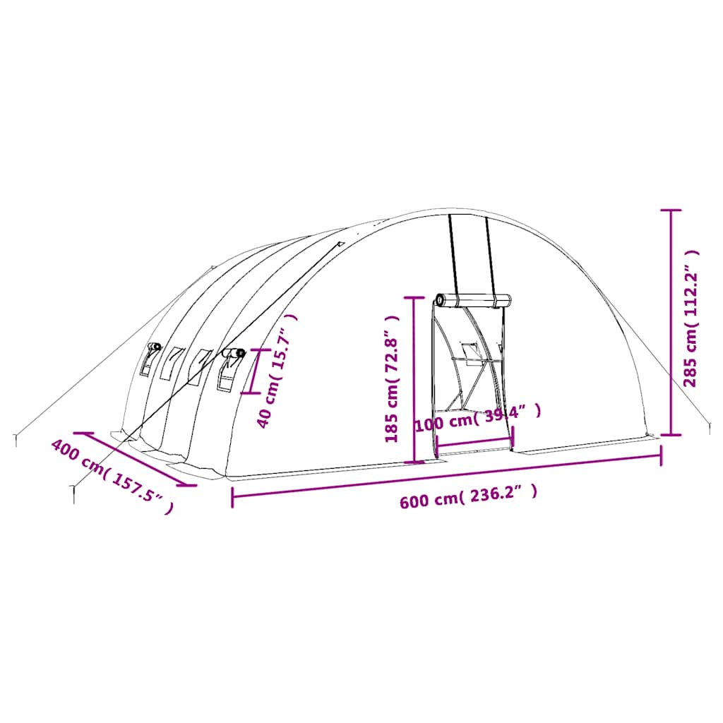 Gewächshaus Mit Stahlrahmen 24 M² 6X4X2,85 M