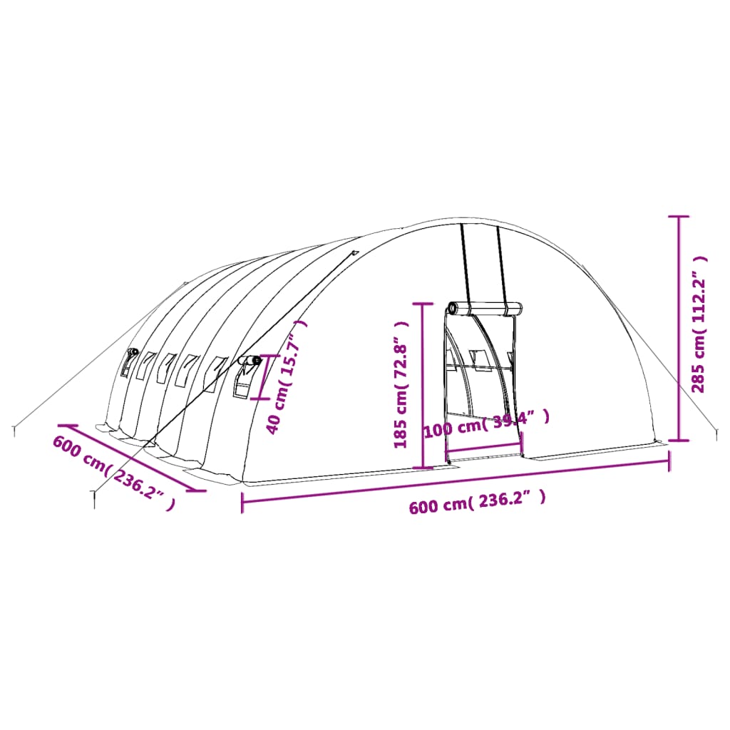 Gewächshaus Mit Stahlrahmen 36 M² 6X6X2,85 M