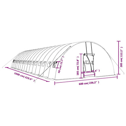 Gewächshaus Mit Stahlrahmen 96 M² 16X6X2,85 M
