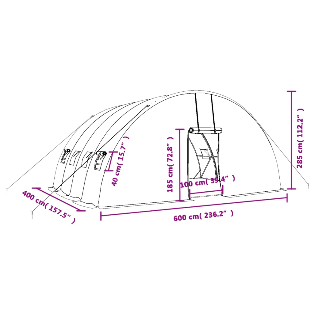 Gewächshaus Mit Stahlrahmen 24 M² 6X4X2,85 M
