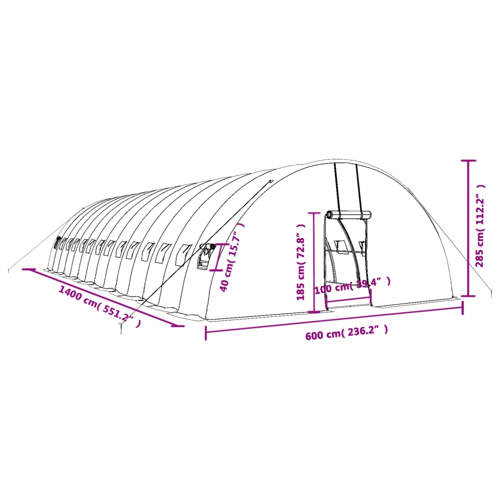 Gewächshaus Mit Stahlrahmen 84 M² 14X6X2,85 M
