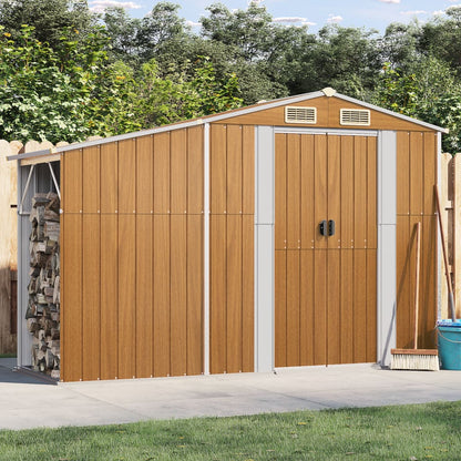 Gerätehaus Braun 277X93X179 Cm Verzinkter Stahl